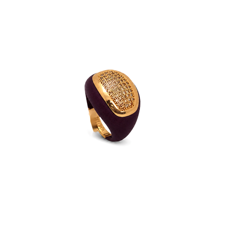 18K Gold Ring with Sorrel Wide Paved Design