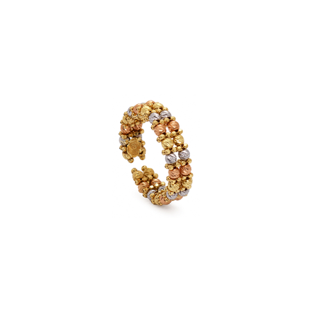 18K Gold Ring with Open Bead Design