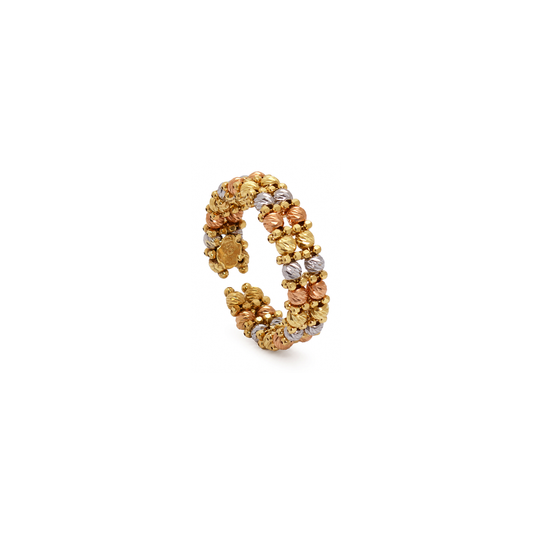 18K Gold Ring with Open Bead Design