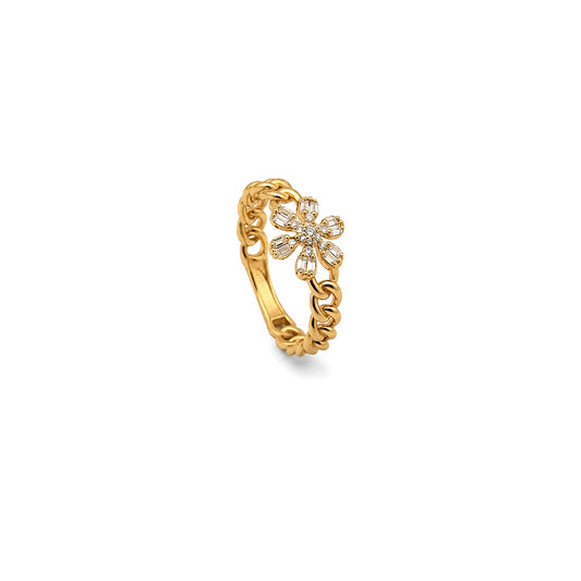 18K Gold Ring with Snowflakes Design
