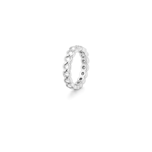 18K White Gold Ring with Gemstones Design
