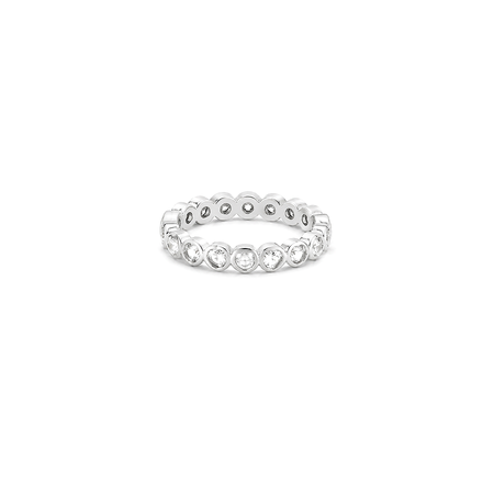 18K White Gold Ring with Gemstones Design