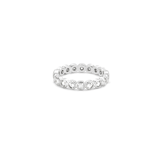 18K White Gold Ring with Gemstones Design