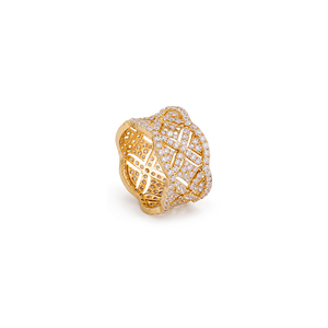 18K Gold Wedding Ring with Rosella Shining Gemstones Design