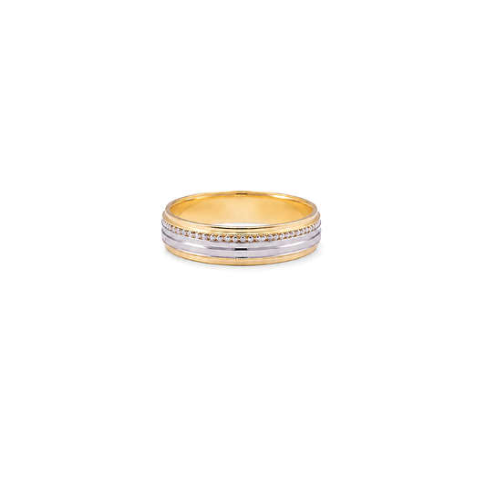 18K Gold Wedding Ring with Corzel Two-Tone Design