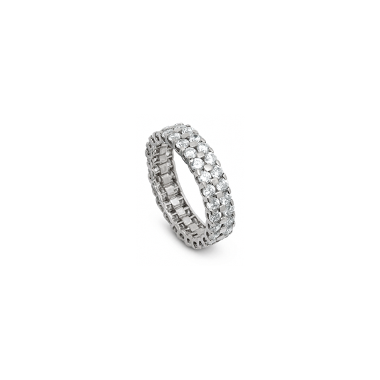 18K White Gold Wedding Ring with Kenzi Shining Gemstones Design