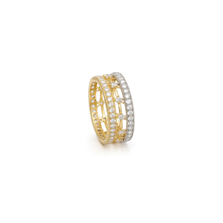 18K Gold Wedding Ring with Shining Gemstones Design