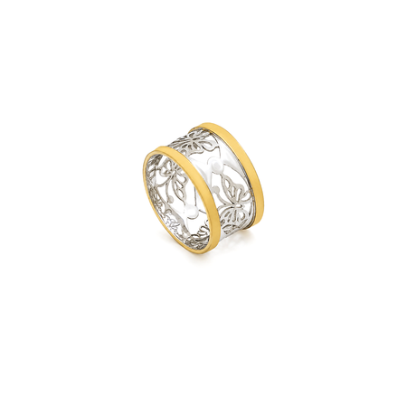 18K Gold Wedding Ring with Mariposa Openwork Butterfly Design