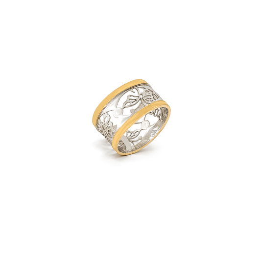 18K Gold Wedding Ring with Mariposa Openwork Butterfly Design