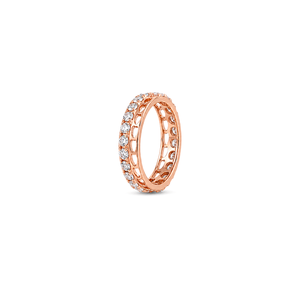18K Gold Wedding Ring with Cardia Shining Heart-Shaped Gemstones Design