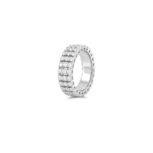 18K White Gold Ring with Rosie Sparkling Stones Design In White