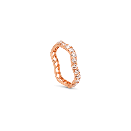 18K Gold Ring with Paved Stones Design In White
