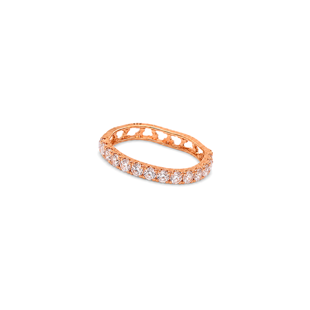 18K Gold Ring with Paved Stones Design In White