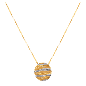 21K Gold Necklace with a wavy circular pendant