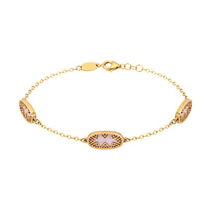 18k Gold Chain Bracelet with Oval Lavender Stones