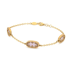 18k Gold Chain Bracelet with Oval Lavender Stones