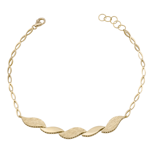 18K Bracelet with Sequential Leaves Design