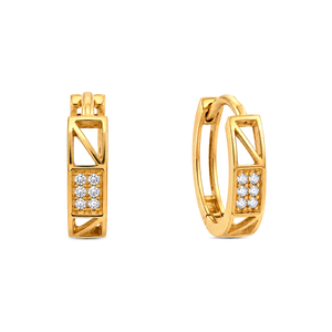 18K Gold Earrings with Square Center Design