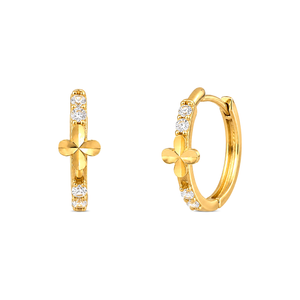 18K Gold Earrings with Shiny Stones Design