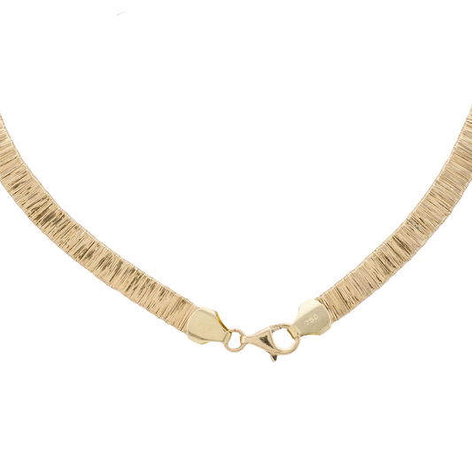 18K Gold Pendant with Long Engravings Flat Design