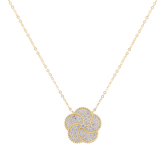 18K Gold Pendant with Flower Design