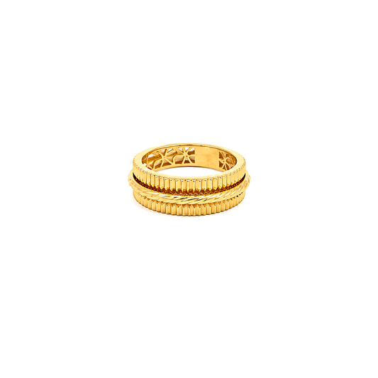 21K Gold Ring With Two-Layer Decorative Design