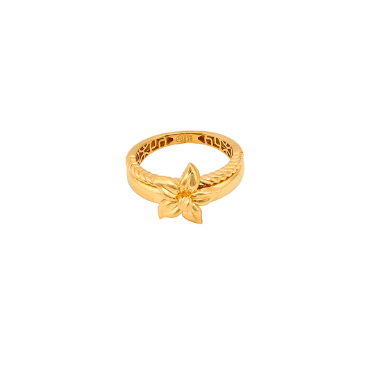 21K Gold Ring With Flower Design