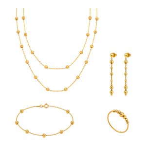 21K Gold Set with Long Layered Chain