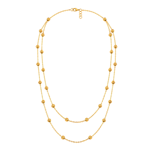 21K Gold Set with Long Layered Chain