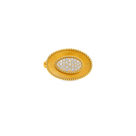 18K Gold Ring with Oval Stones Design