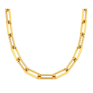 18K Gold Chain Necklace with Braided Design
