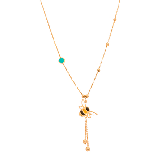 طقم ذهب أطفال عيار 18 بتصميم نحلة ذكية