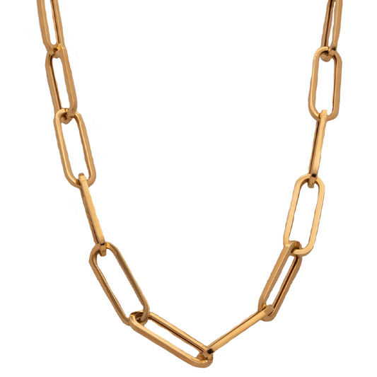 عقد ذهب عيار 18 بسلسلة حلقات مستطيلة