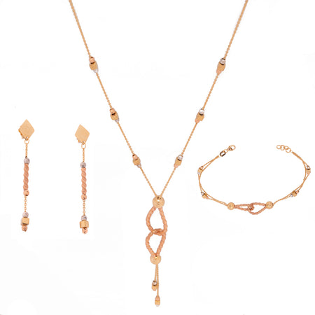 18K Gold Half Set with Delicate Intertwined Circles Squares Design