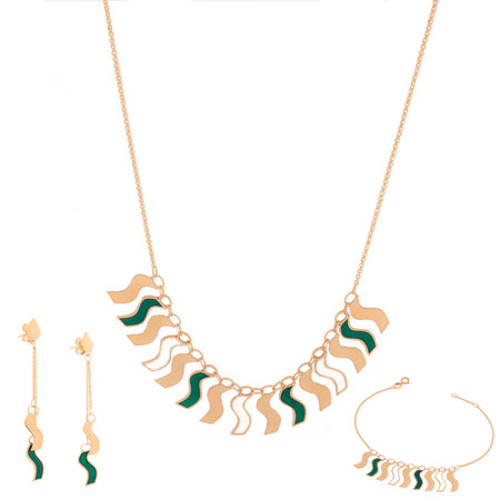 18K Gold Half Set with Amwaj Multi-Color Design