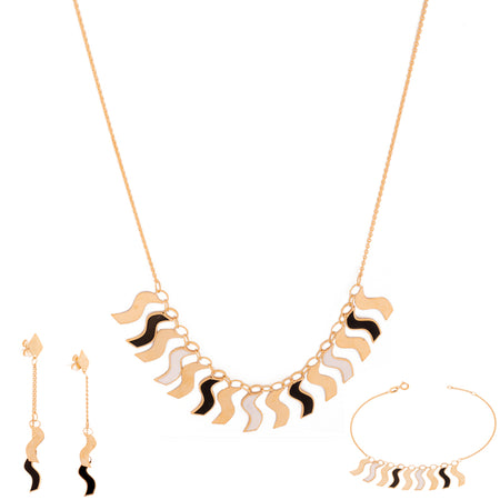 18K Gold Half Set with Amwaj Wavy Design