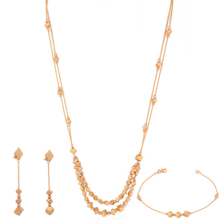 18K Gold Half Set with Elegant Cube Design