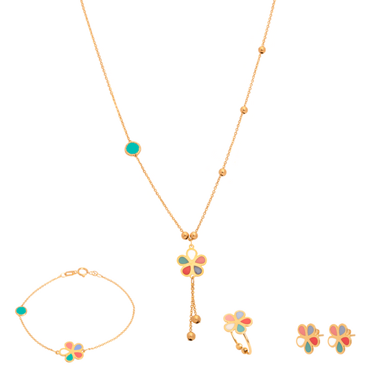 طقم عيار 18 بتصميم فراشة ملونة