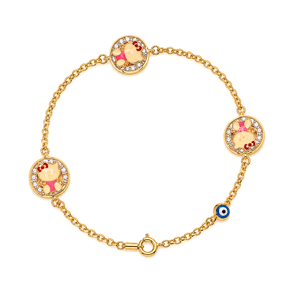 18K Gold Kids Bracelet with Cartoon Characters Design