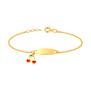 18K Gold Chain Bracelet with Cherry Design