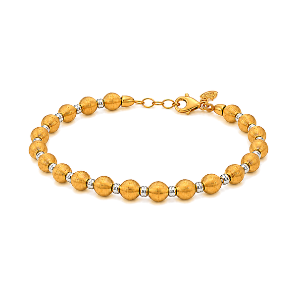 21K Gold Chain Bracelet with Golden Beads Sparkling Separators Design