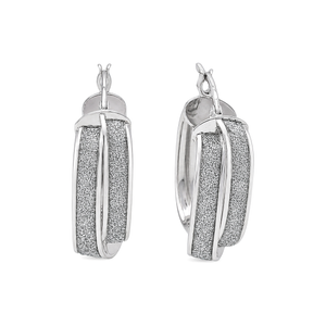 18K White Gold Earrings with Parallel Lines Design