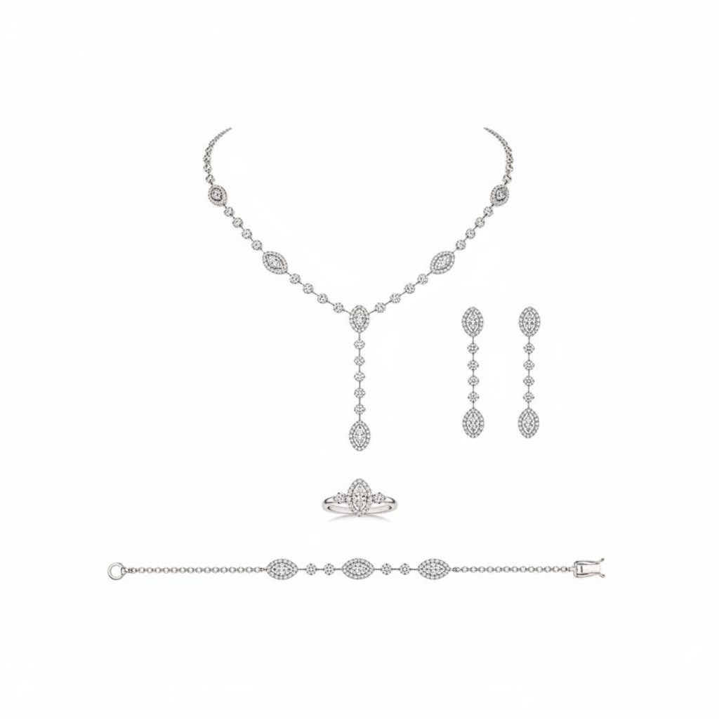 طقم إيلجر عيار 18 من غاميه، يتضمن مجوهرات أنيقة بتصميم مميز يناسب المناسبات الخاصة.