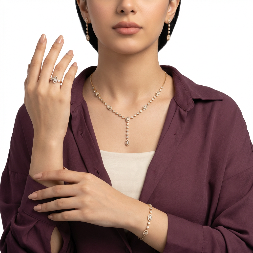 طقم إيلجر عيار 18 من غاميه، يتضمن مجوهرات أنيقة بتصميم مميز من الذهب.