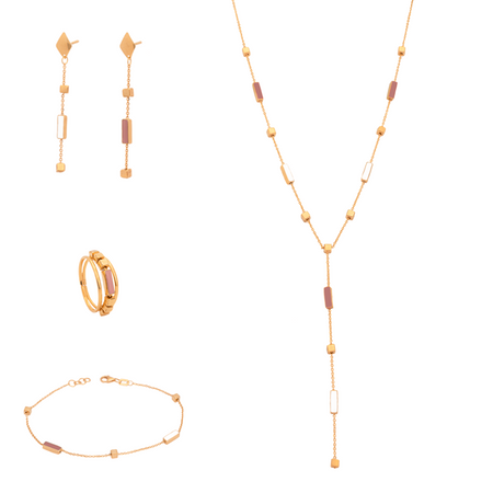 18K Gold Set with Prominent Rectangles