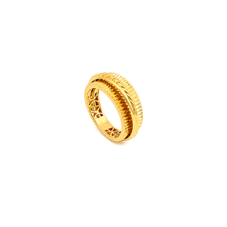 21K Gold Ring With Two-Layer Decorative Design