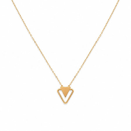 18K Gold Necklace With Triangle Pendant