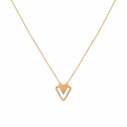 18K Gold Necklace With Triangle Pendant