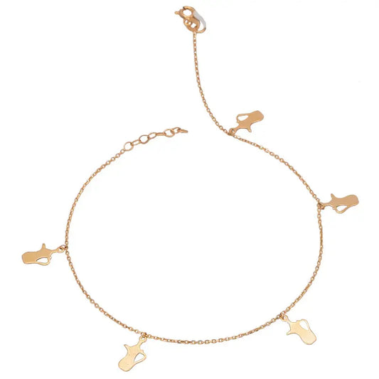 خلخال إبريق شاي ذهب عيار 18 بتصميم تعليقات متدلية - Ghamieh