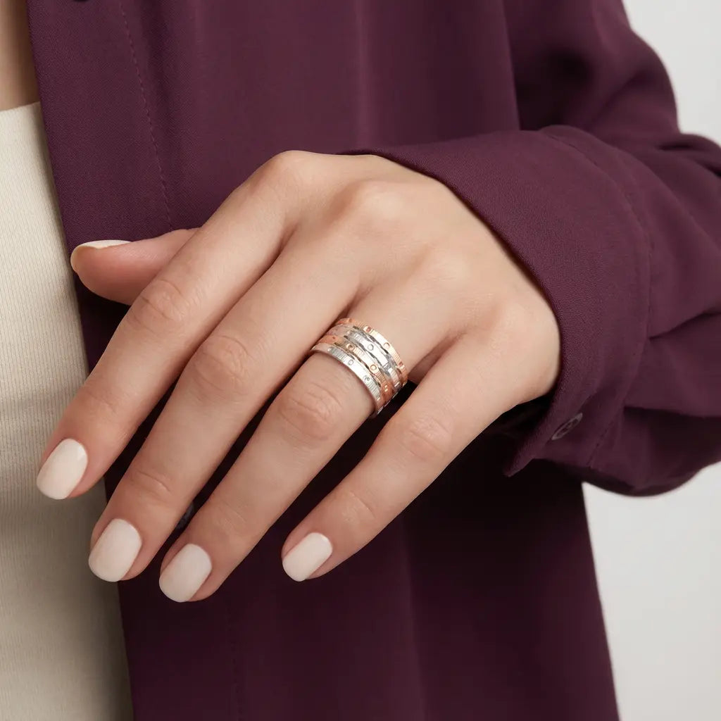 دبلة كاباس ذهب عيار 18 بتصميم عريض - Ghamieh